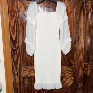 Chic Long Sleeve White Dress